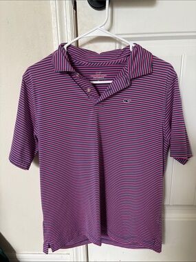 Vineyard Vines Purple and Pink Striped Men's Polo